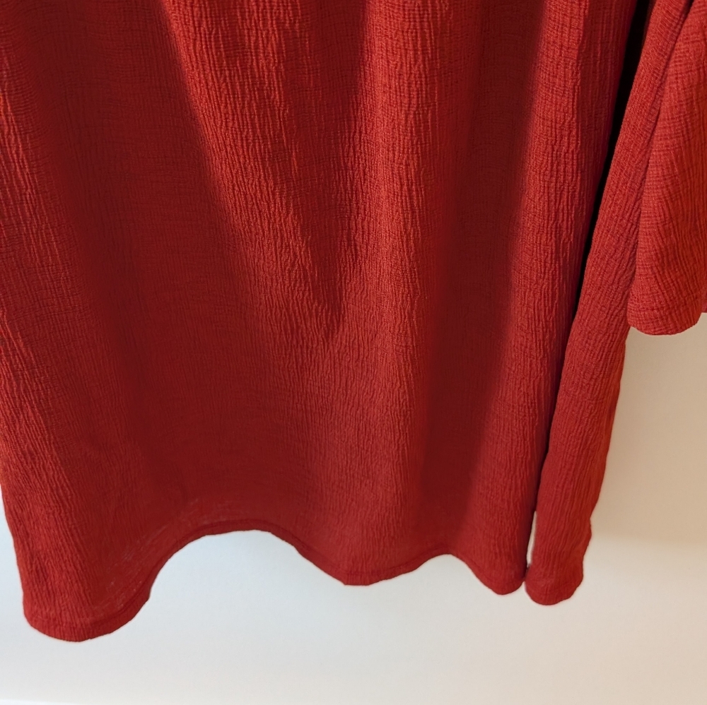 Lauren Conrad cold shoulder sheer blouse. Size medium. Burnt orange color - Picture 4 of 10